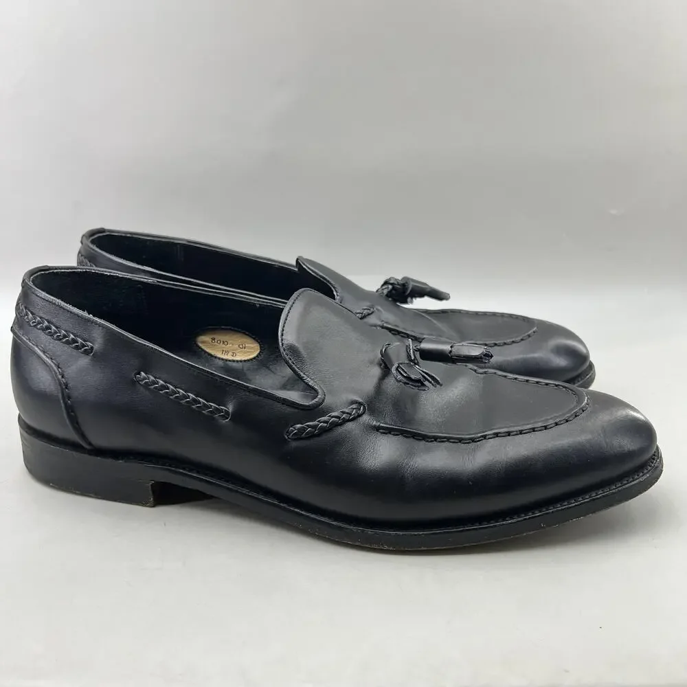 Stuart's Choice Tassel Loafers Men Size 11.5 D Black Leather Dress Slip On Shoes